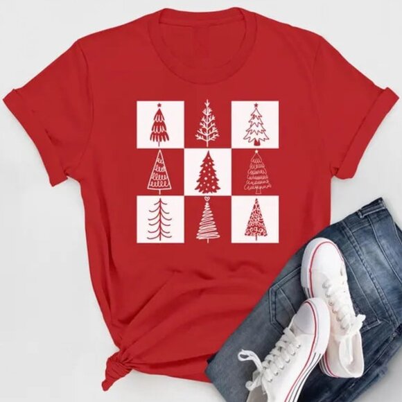 Tops - Christmas Tree Shirt, Graphic Christmas Shirt, Winter Lover Shirt